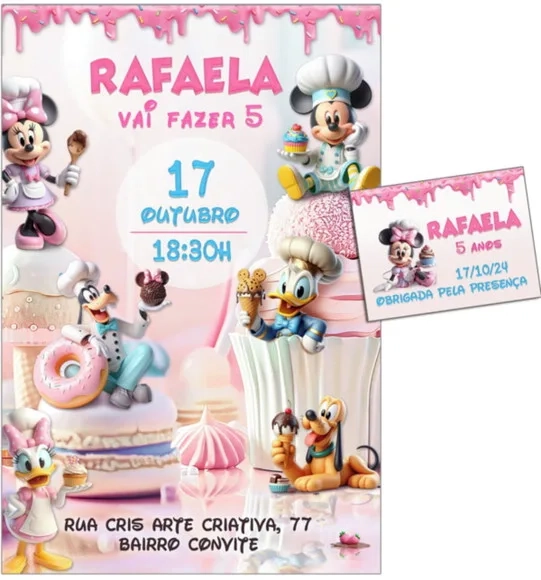 Convite Digital C/tag Doceria Turma Mickey