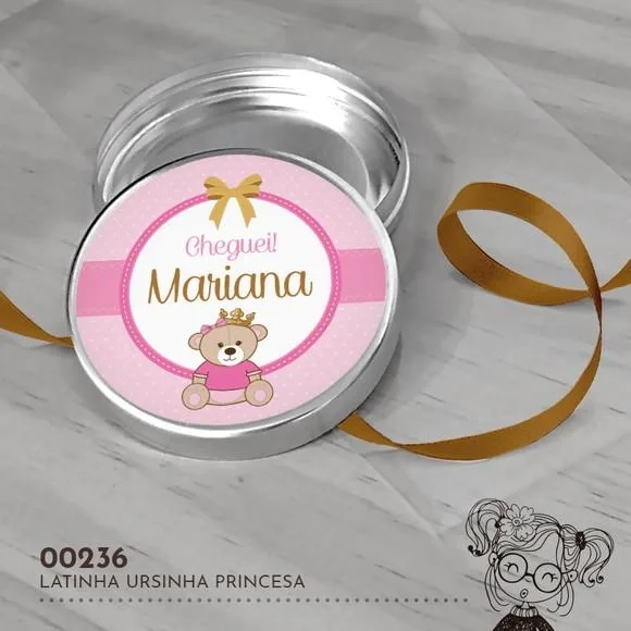 Latinha Adesivada Ursinha Princesa - 00236