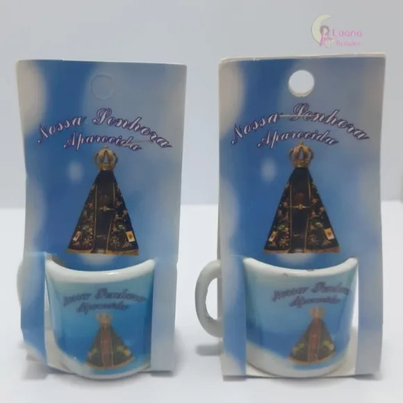Lembrancinha Mini Xícara N.s Aparecida - Pct C/2 Unid