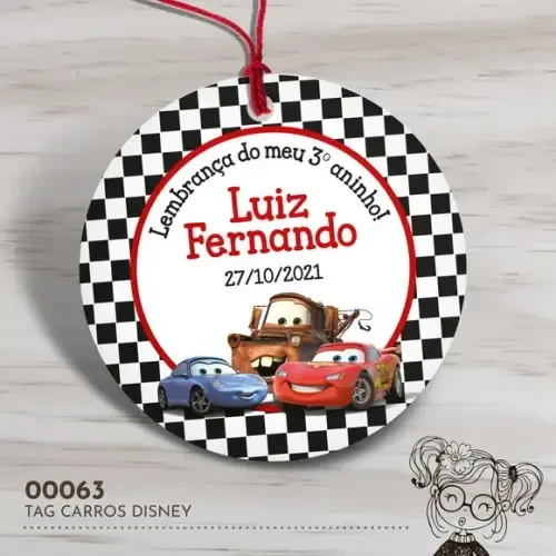 Tag Redonda Carros Disney - 00063