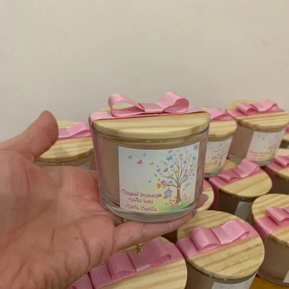 Lembrancinha Maternidade Vela Vegetal Aromática Vidro Jardim