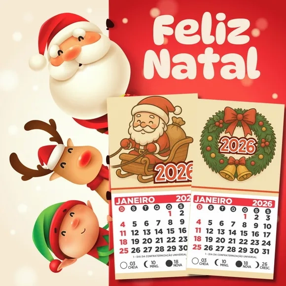 Mini Calendário 2026 Natal