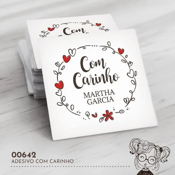 Adesivo Quadrado com Carinho - 00642