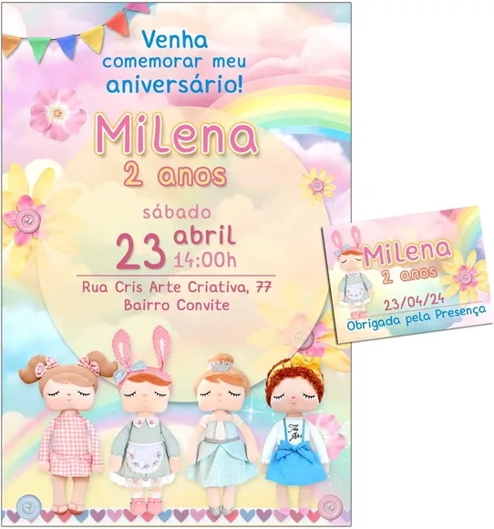 Convite Digital C/tag Boneca Metoo 2