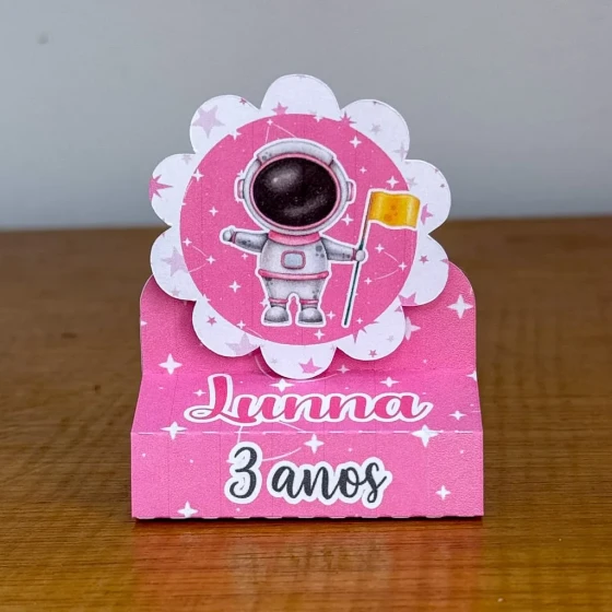 PEGUE E MONTE - Porta Bis Duplo Personalizados ASTRONAUTA MENINA - Decoração de Festa | Lembrancinhas | Aniversário | Personalizados