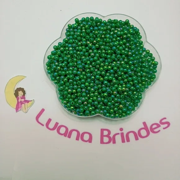 Miçanga Leitosa Furta Cor Verde - 4mm - pct c/ 60 gramas