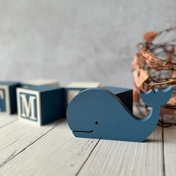 Baleia + Cubos 6x6cm Ts Decoração Bebê Fundo do Mar