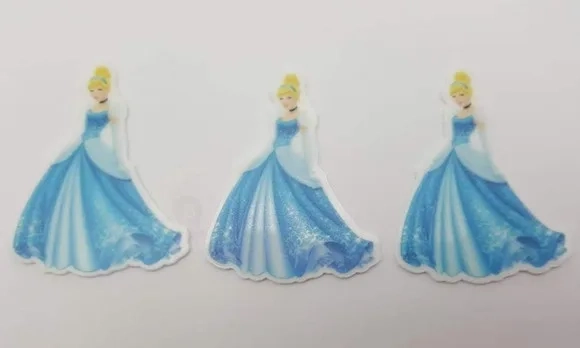 Apliques Princesa Cinderela Acrílico Uv 5cm Pct 5 Unidades