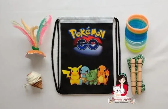 Mochila Boa Infância Personalizada Tema Pokémon Go