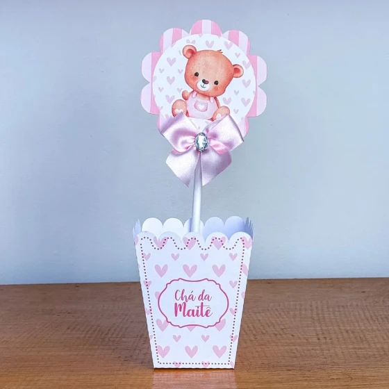 PEGUE E MONTE - Centro de Mesa URSINHO ROSA - Decoração de Festa | Lembrancinhas | Aniversário | Personalizados