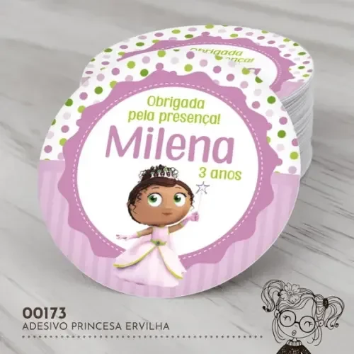 Adesivo Redondo Princesa Ervilha - 00173