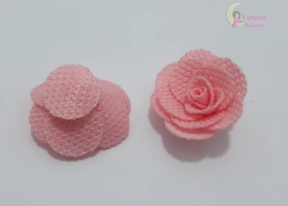 Flor Rosa Claro de tecido - 3cm - pct c/6 unidades