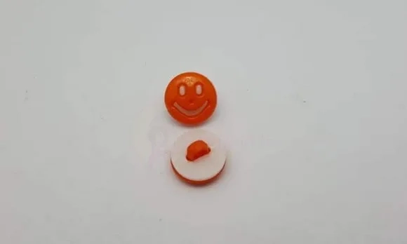 Aplique Botão de Carinha Feliz Laranja de 1,3cm - 20 unidade