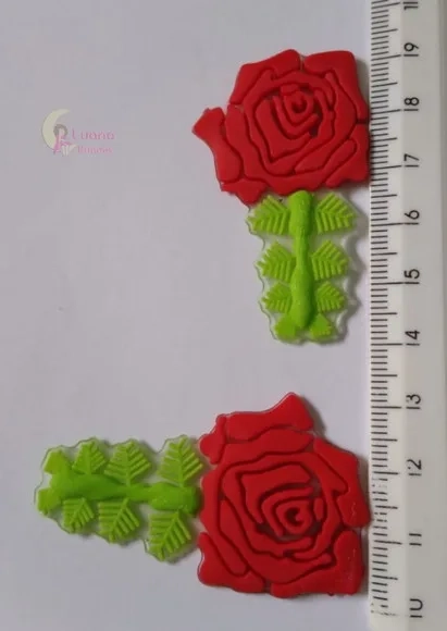 Aplique Rosa Vermelha Emborrachada - Pct c/ 6 Unidades