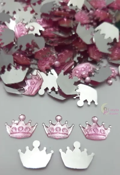 Chaton Coroa Rosa - 15mm - pct c/100 unidades