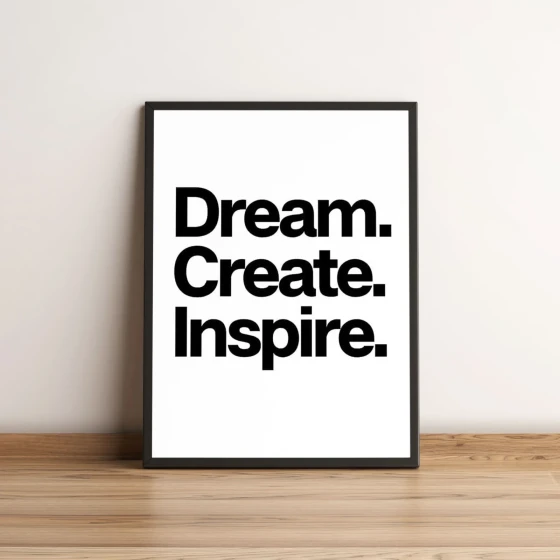 Quadro Decorativo Frase Dream Create Inspire Moderna 2066