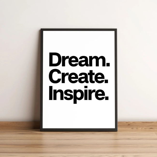 Quadro Decorativo Frase Dream Create Inspire Moderna 2066