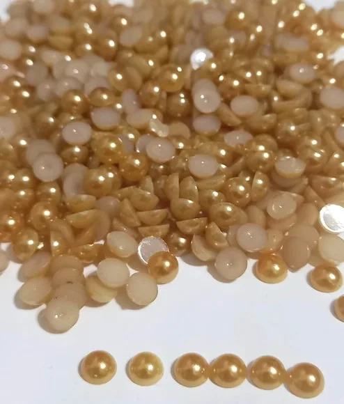 Meia Pérola Lisa Dourada 6mm - Pacotes com 200 Unidades