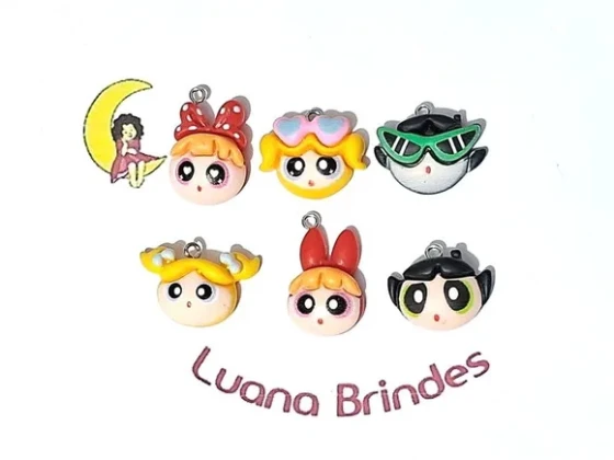 Pingente Meninas Super Poderosas Resina Pacotes C/10 Unidade