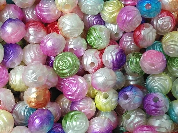 Bola Flor Tie-dye Colorida 8mm Pacote com 100 Unidades