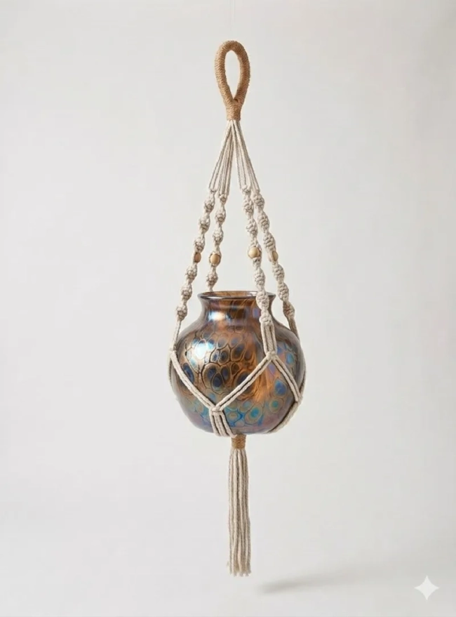 Suporte para Plantas em Macramê Feito à Mão | Decoração Boho para Casa