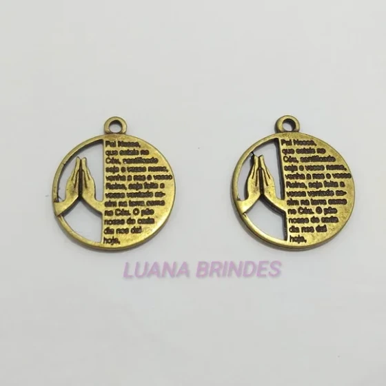 Medalhões de Oração em Metal Ouro Velho - 3 unidades