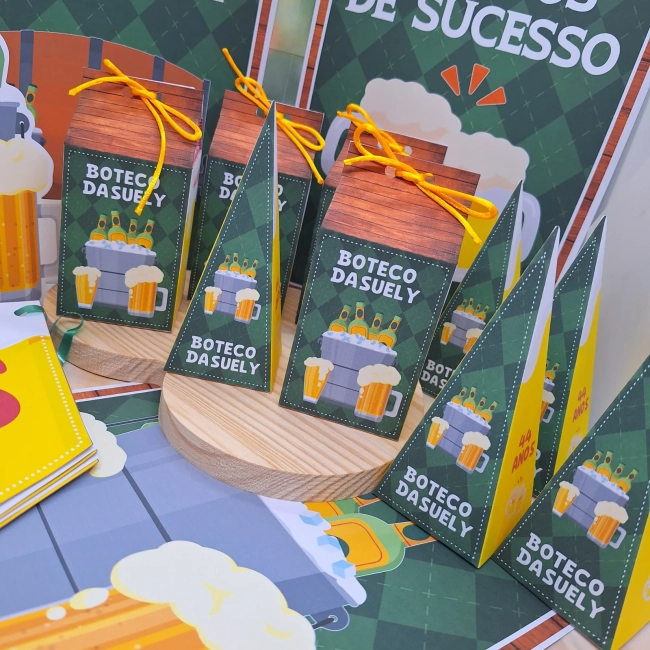 PEGUE E MONTE - Kit Só um Bolinho BOTECO - Decoração de Festa - Caixinhas Personalizadas
