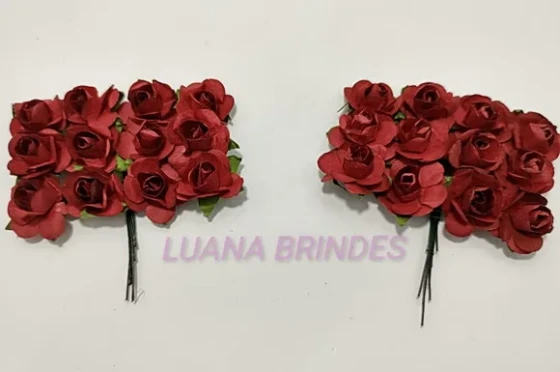 Buquês Flores de Papel Vermelho 2 Unidades 12 Flores Cada