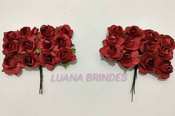 Buquês Flores de Papel Vermelho 2 Unidades 12 Flores Cada