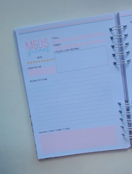 Caderno de Livros, Filmes e Séries Personalizado