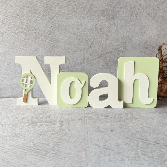 Letras Personalizadas com Raquete de Tênis – 13 cm - Blocos