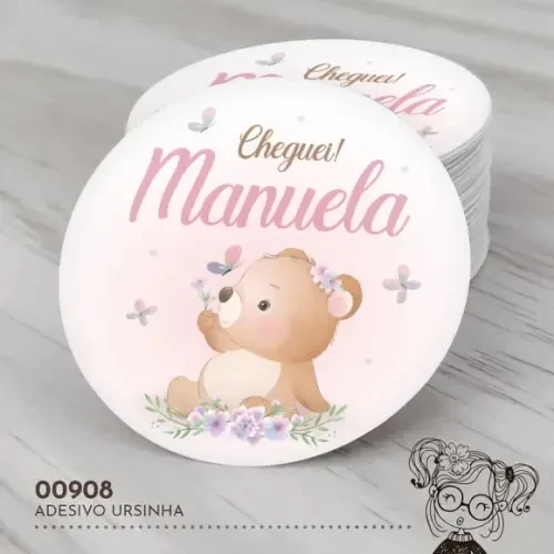 Adesivo Redondo Ursinha - 00908