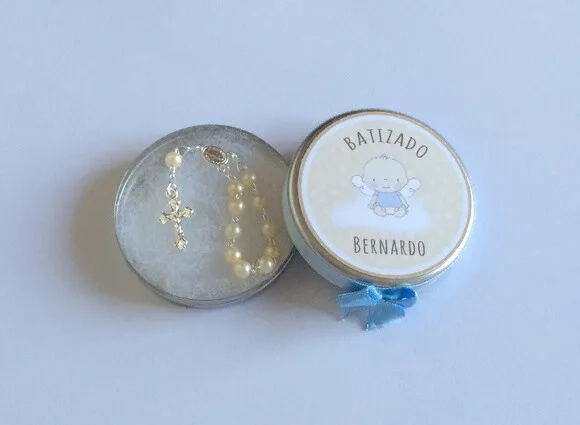 Lembrancinha Anjinho com Mini Terço Azul