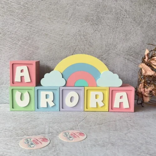 Candy Colors - Cubos 6x6cm Ts + Arco Íris. Decoração Bebê