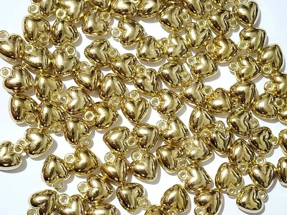 Coração Abs Dourado e Níquel Pingente 10mm Pct C/100 Unidade