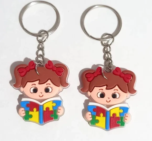 Chaveiro Menina Símbolo Autismo - 6 Unidade