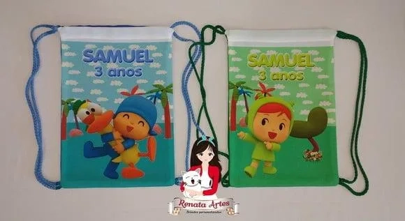 Mochila de Tecido Personalizada Pocoyo e Nina