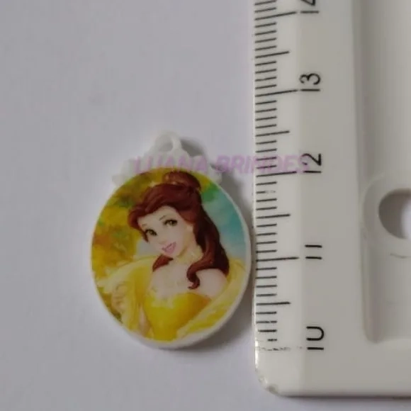 Kit Princesa Bela Aplique e Pingente de Acrílico 3 Kits