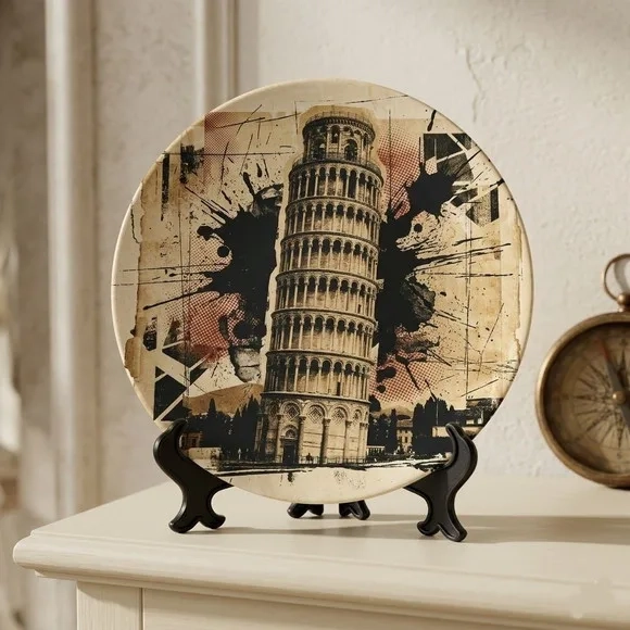 Prato Porcelana Itália 21cm - Torre de Pisa Urban Art