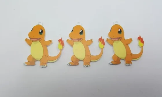 Pingente Pokémon Charmander Em Acrílico Uv 3 Unidades