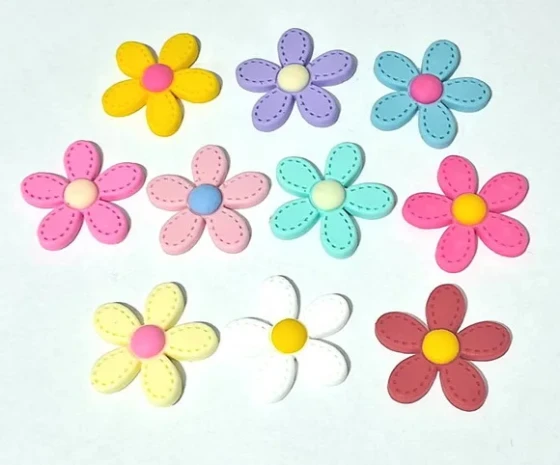 Aplique Flor Colorida Emborrachado Pacote com 20 Unidades
