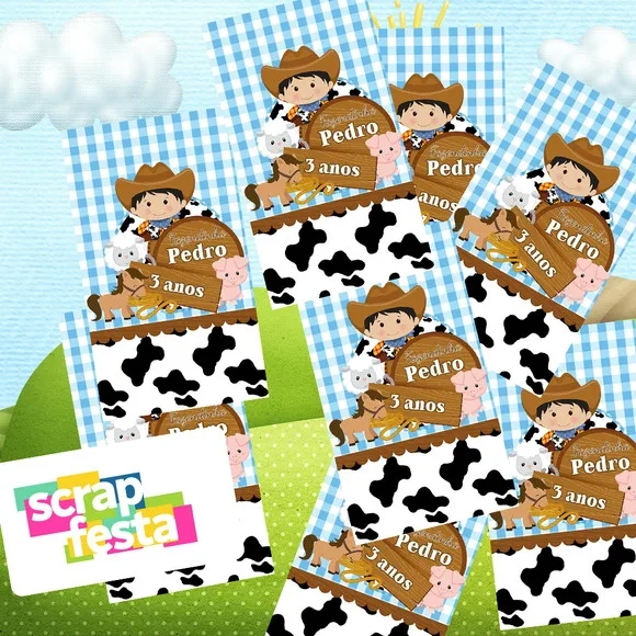 Adesivo Personalizado Retangular 4x7 Fazendinha