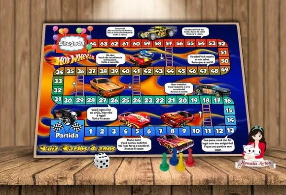Tabuleiro Educativo Tema Hot Wheels