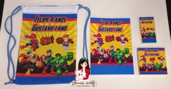 Kit Passatempo Personalizado na Mochila Vingadores Baby