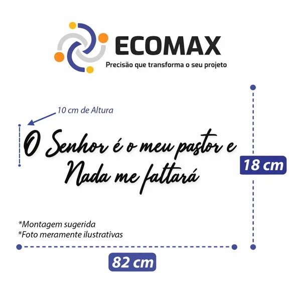 Frase Decorativa o Senhor É Meu Pastor 3d mdf Preto