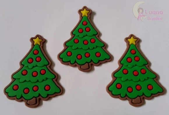 Aplique Árvore de Natal de Borracha - Pct C/6 Unid