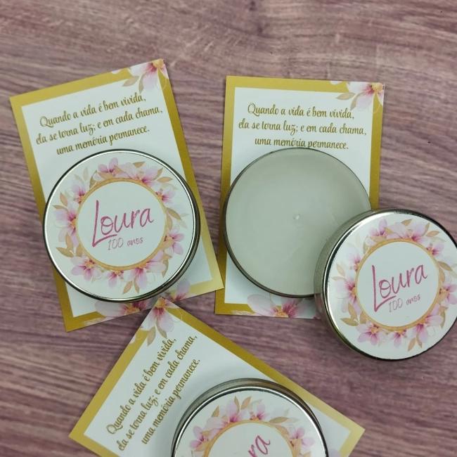 40 Unidades de Vela Aromática na latinha Personalizada, Casamento, Eventos, Aniversários, Festas, Lembrancinhas, Brindes - Trabalhamos com qualquer tema - Informar o tema no chat
