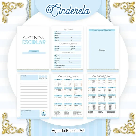 Caderno ou Agenda Personalizada Cinderela