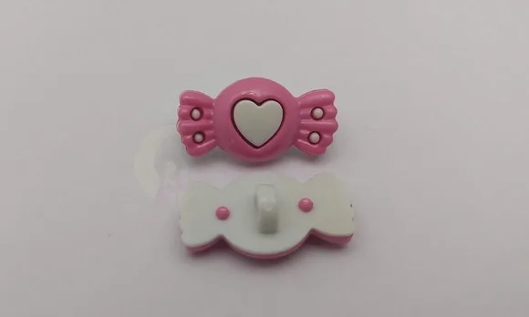 Aplique Botão de Bala/Bombom Rosa de 2,4cm - 15 unidades