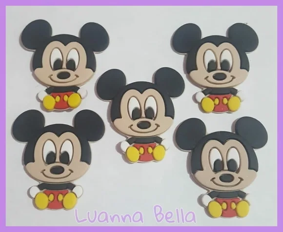 Aplique Mickey Sentadinho de borracha - pct c/6 unid